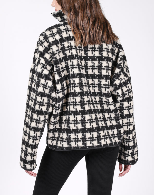 公式の店舗 Riu RちゃんHalf zip houndstooth shaggy knit