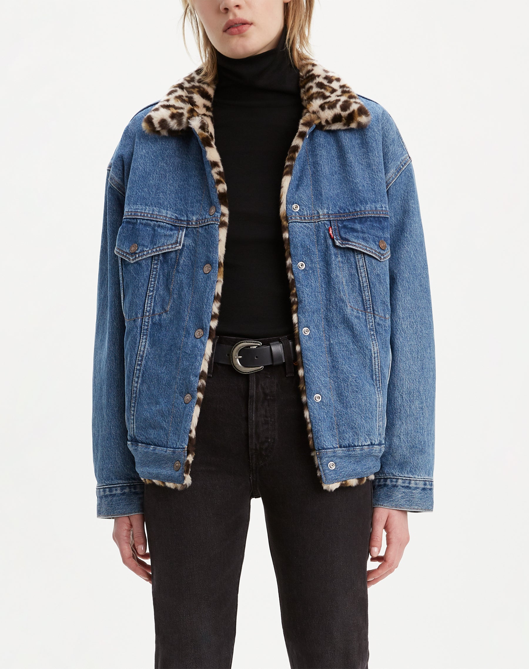 levi's faux fur trucker denim jacket