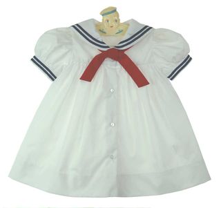 Classic Sailor Dress by Petit Ami White
