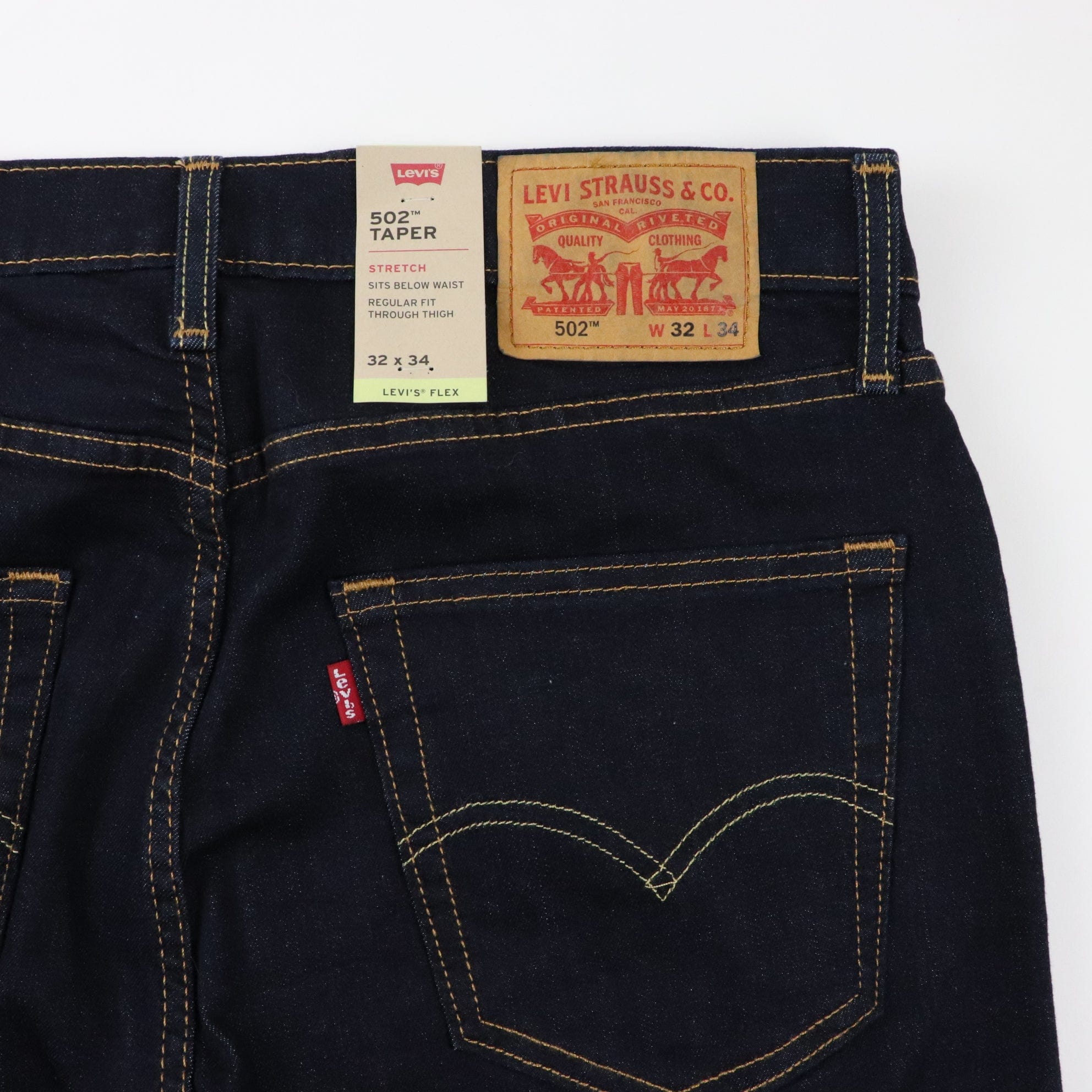 Levi's 502 Taper Stretch Flex Denim Jeans Size 32 x 34 W/Tags