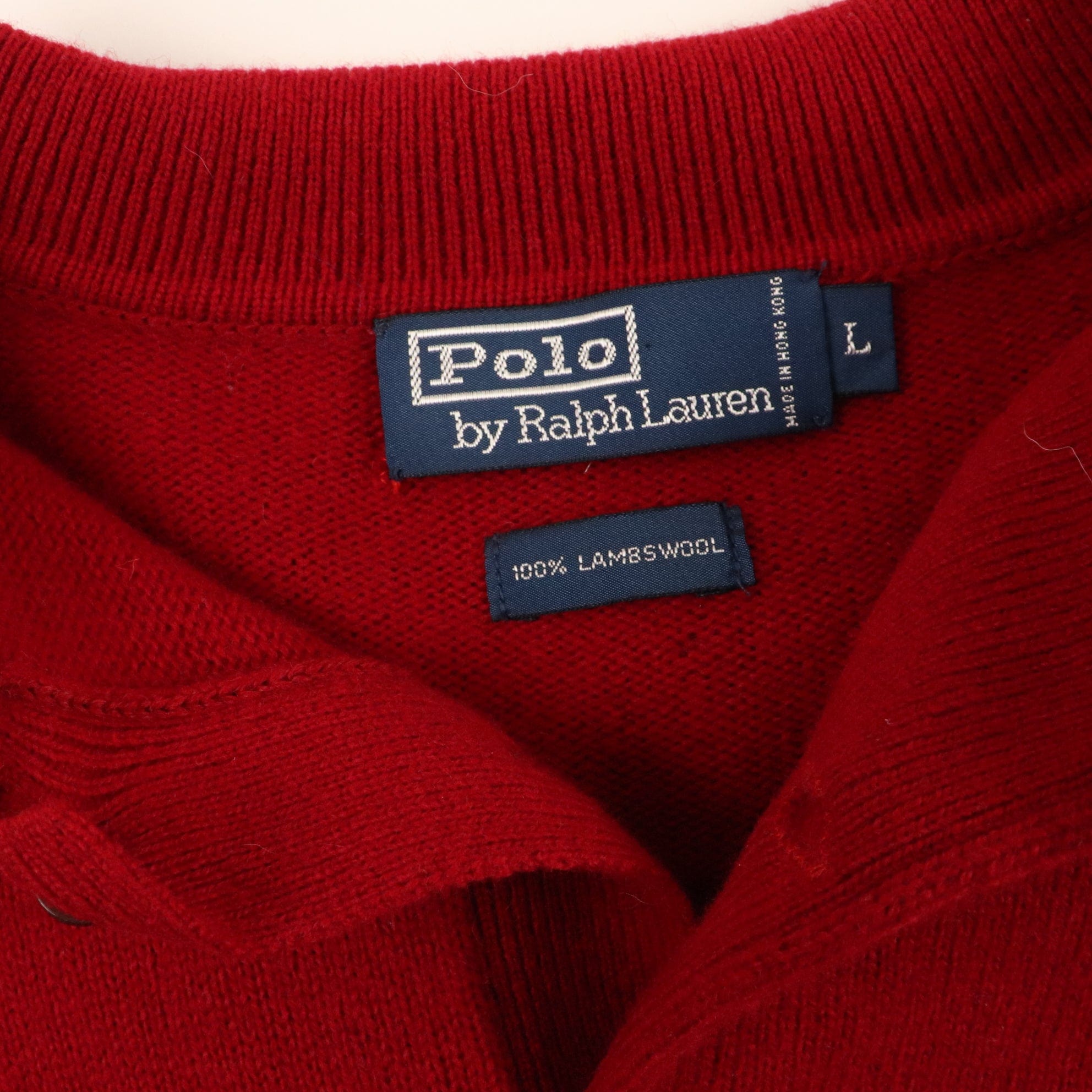 Vintage Polo Ralph Lauren Lambs Wool Long Sleeve Polo Knit Sweater Size  Large