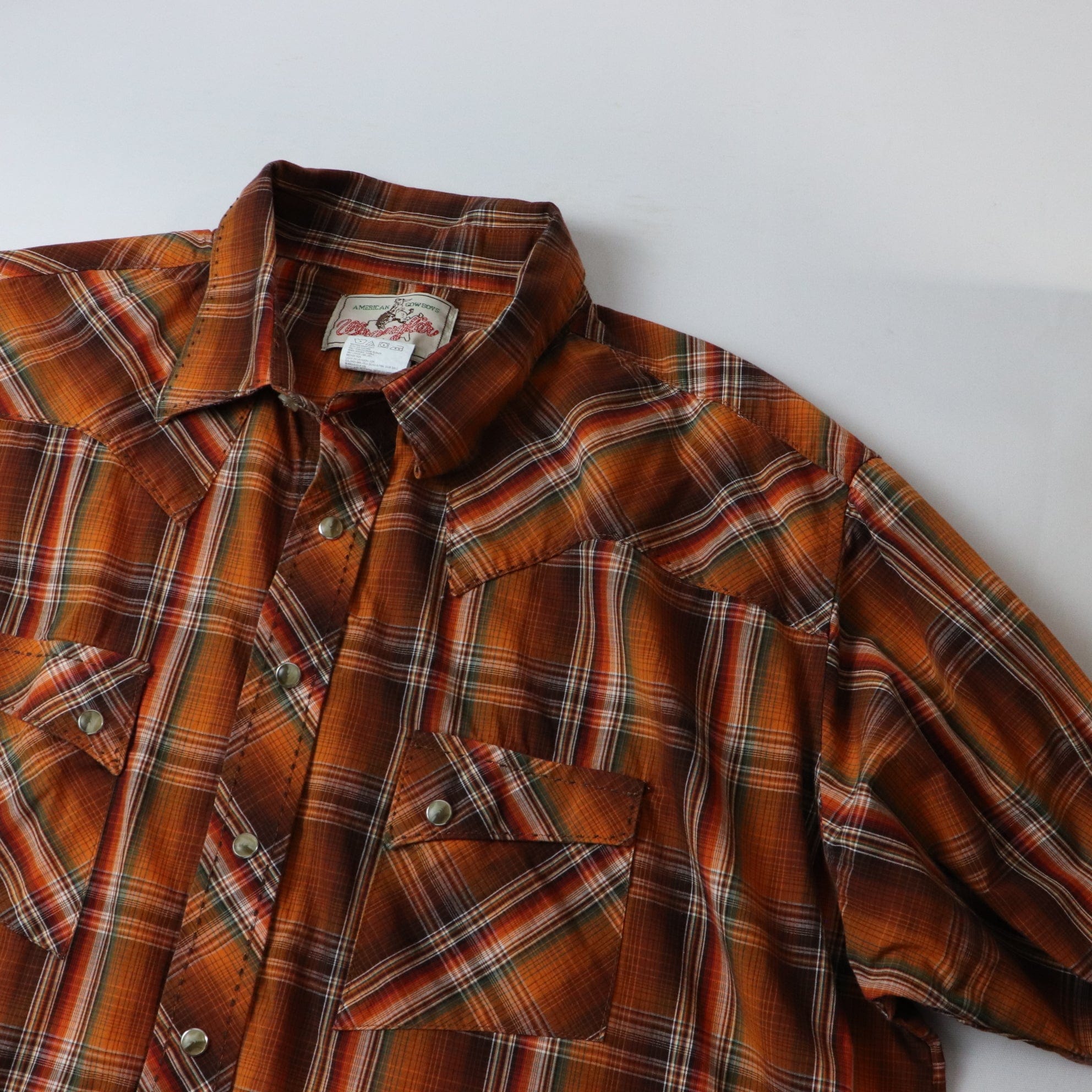 Vintage Wrangler Western Plaid Short Sleeve Shirt Size 2XL