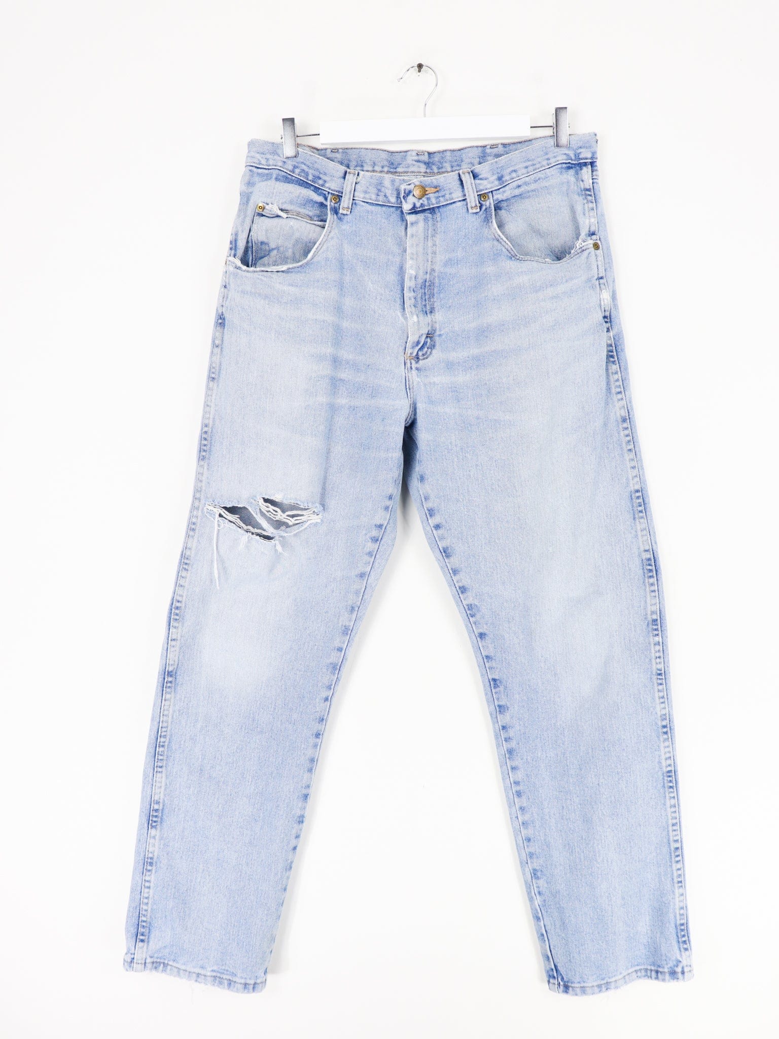 Vintage Wrangler Blues Distressed Denim Jeans Size 36 x 32