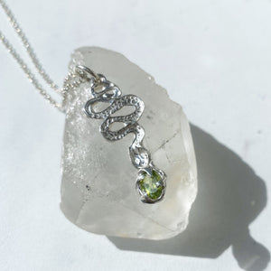Snake necklace with peridot- READY TO SHIP