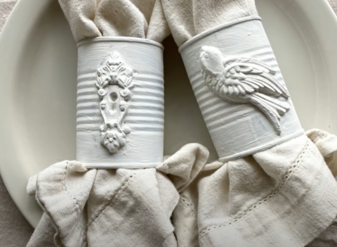 IOD DIY Napkin Rings With Lock and Key and Birdsong Moulds castings