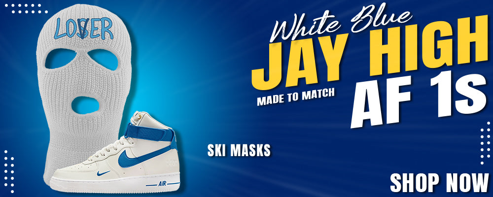 White Blue Jay High AF 1s Ski Masks to match Sneakers | Winter Masks to match White Blue Jay High AF 1s Shoes