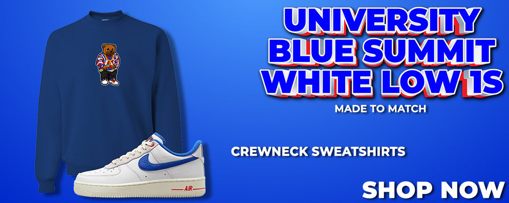 University Blue Summit White Low 1s Crewneck Sweatshirts to match Sneakers | Crewnecks to match University Blue Summit White Low 1s Shoes