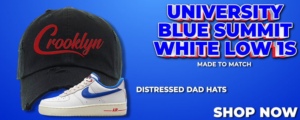 University Blue Summit White Low 1s Distressed Dad Hats to match Sneakers | Hats to match University Blue Summit White Low 1s Shoes
