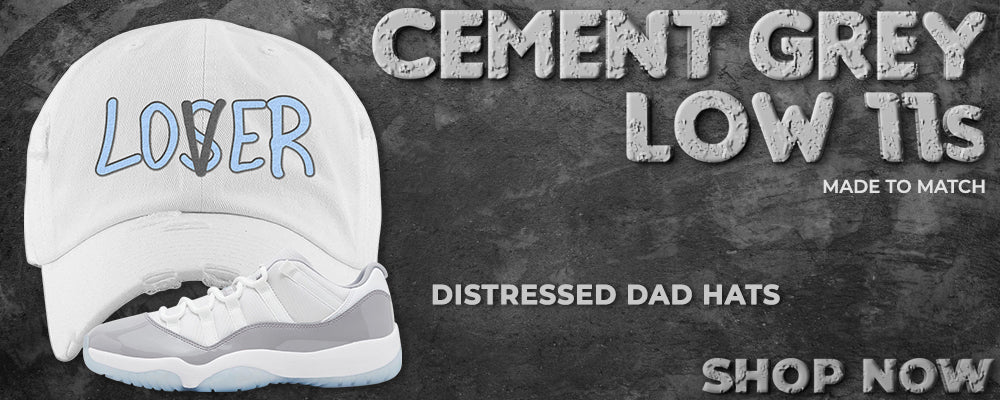 Cement Grey Low 11s Distressed Dad Hats to match Sneakers | Hats to match Cement Grey Low 11s Shoes