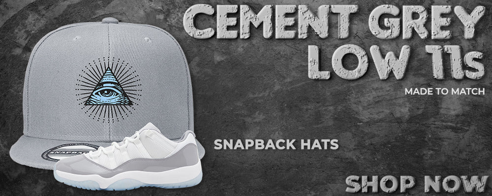 Cement Grey Low 11s Snapback Hats to match Sneakers | Hats to match Cement Grey Low 11s Shoes