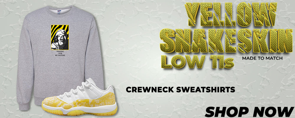 Yellow Snakeskin Low 11s Crewneck Sweatshirts to match Sneakers | Crewnecks to match Yellow Snakeskin Low 11s Shoes