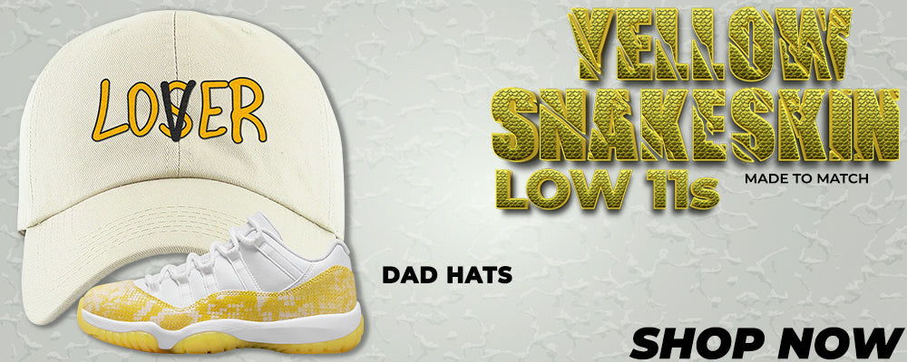 Yellow Snakeskin Low 11s Dad Hats to match Sneakers | Hats to match Yellow Snakeskin Low 11s Shoes
