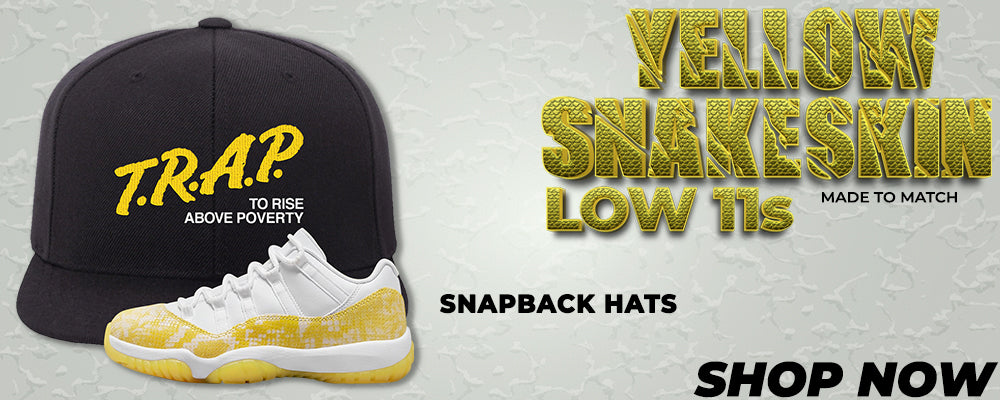 Yellow Snakeskin Low 11s Snapback Hats to match Sneakers | Hats to match Yellow Snakeskin Low 11s Shoes