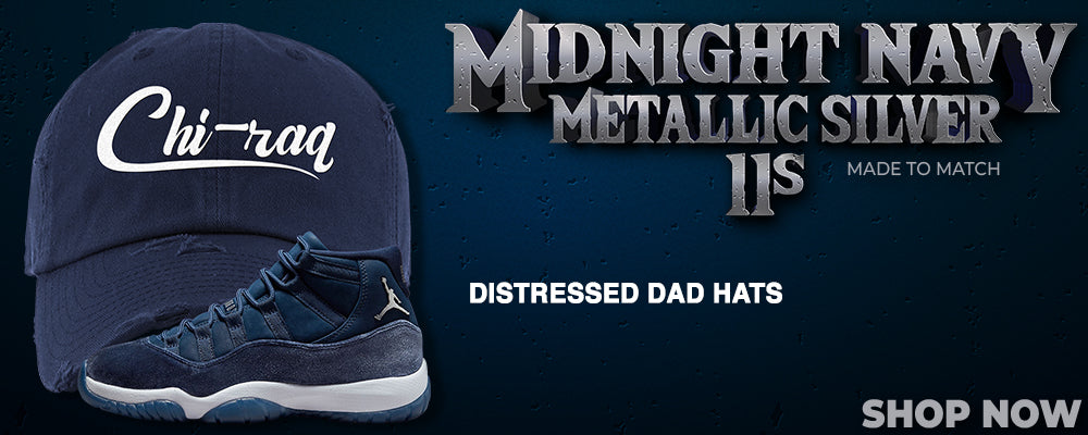 Midnight Navy Metallic Silver 11s Distressed Dad Hats to match Sneakers | Hats to match Midnight Navy Metallic Silver 11s Shoes