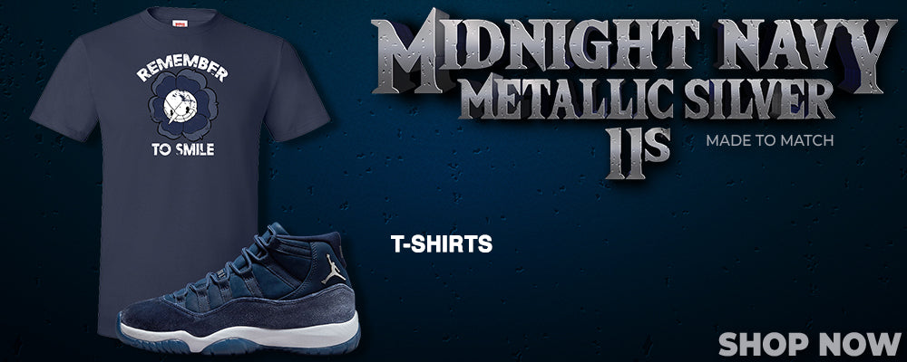 Midnight Navy Metallic Silver 11s T Shirts to match Sneakers | Tees to match Midnight Navy Metallic Silver 11s Shoes