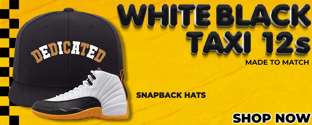 White Black Taxi 12s Snapback Hats to match Sneakers | Hats to match White Black Taxi 12s Shoes