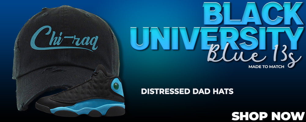 Black University Blue 13s Distressed Dad Hats to match Sneakers | Hats to match Black University Blue 13s Shoes