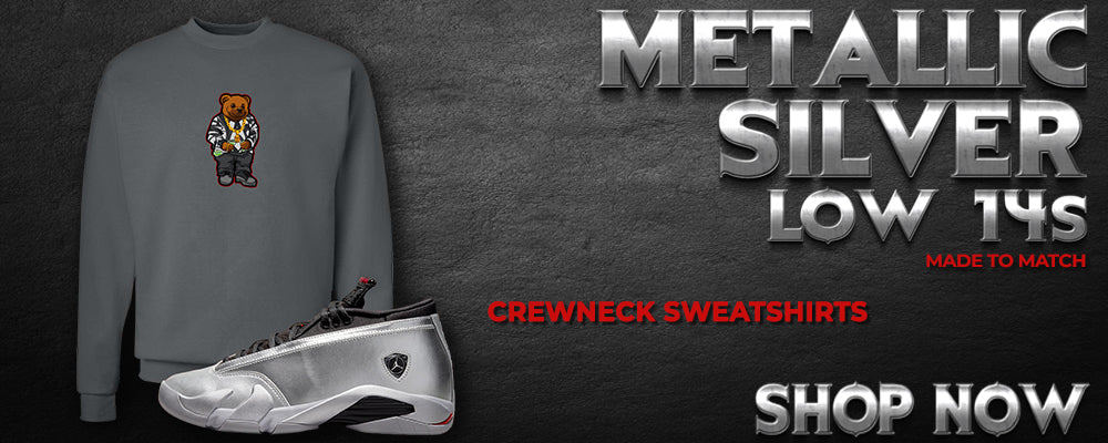 Metallic Silver Low 14s Crewneck Sweatshirts to match Sneakers | Crewnecks to match Metallic Silver Low 14s Shoes