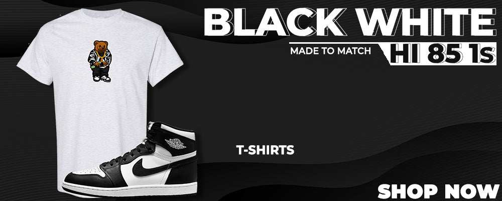 Black White Hi 85 1s T Shirts to match Sneakers | Tees to match Black White Hi 85 1s Shoes