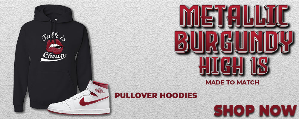 Metallic Burgundy High 1s Pullover Hoodies to match Sneakers | Hoodies to match Metallic Burgundy High 1s Shoes