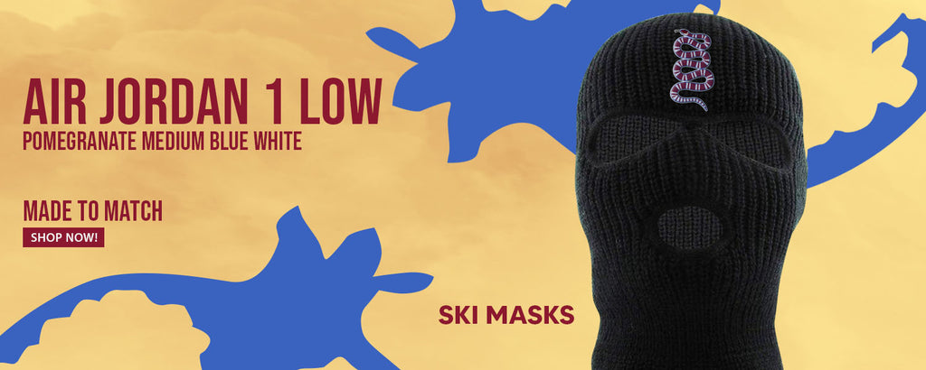 Pomegranate Medium Blue White Low 1s Ski Masks to match Sneakers | Winter Masks to match Pomegranate Medium Blue White Low 1s Shoes