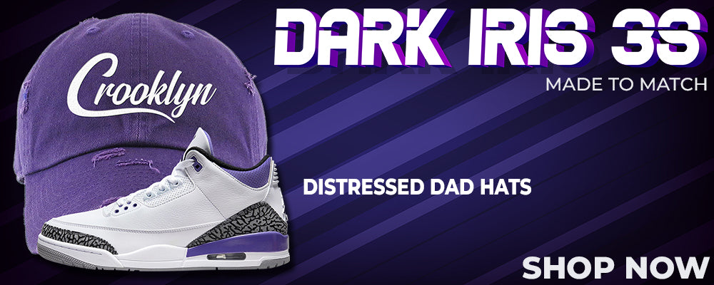 Dark Iris 3s Distressed Dad Hats to match Sneakers | Hats to match Dark Iris 3s Shoes