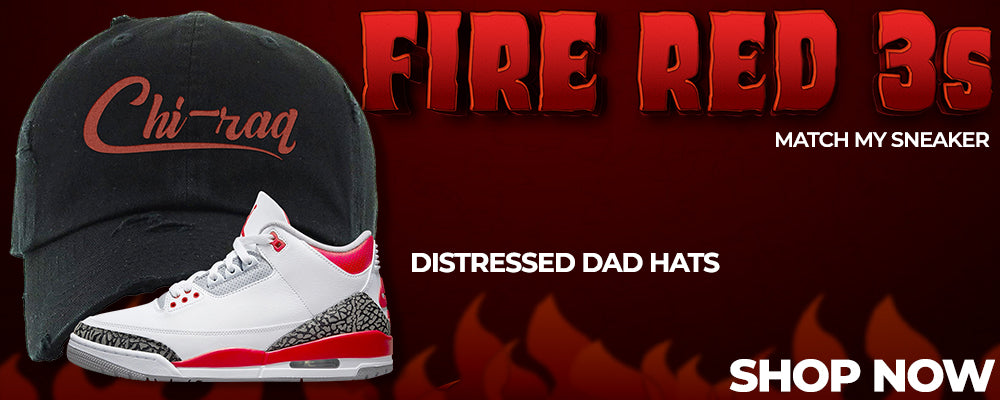 Fire Red 3s Distressed Dad Hats to match Sneakers | Hats to match Fire Red 3s Shoes