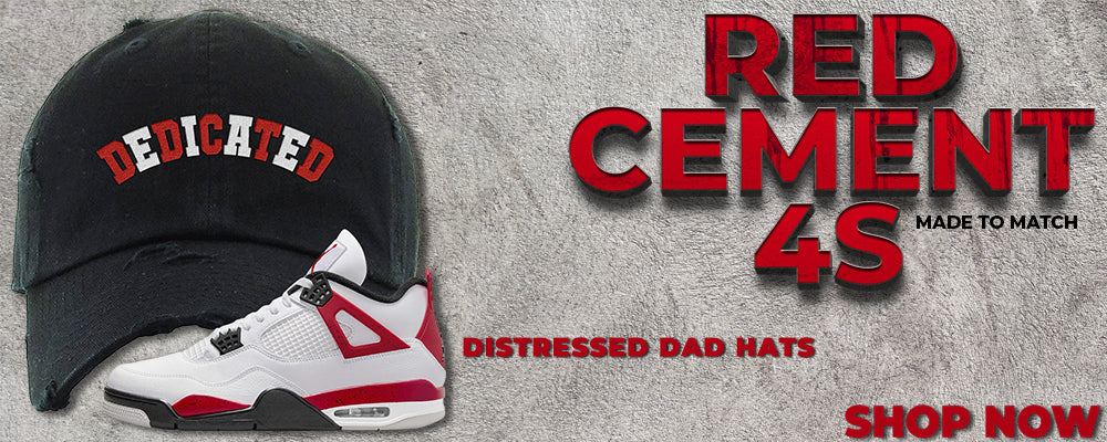 Red Cement 4s Distressed Dad Hats to match Sneakers | Hats to match Red Cement 4s Shoes