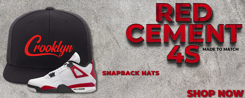 Red Cement 4s Snapback Hats to match Sneakers | Hats to match Red Cement 4s Shoes