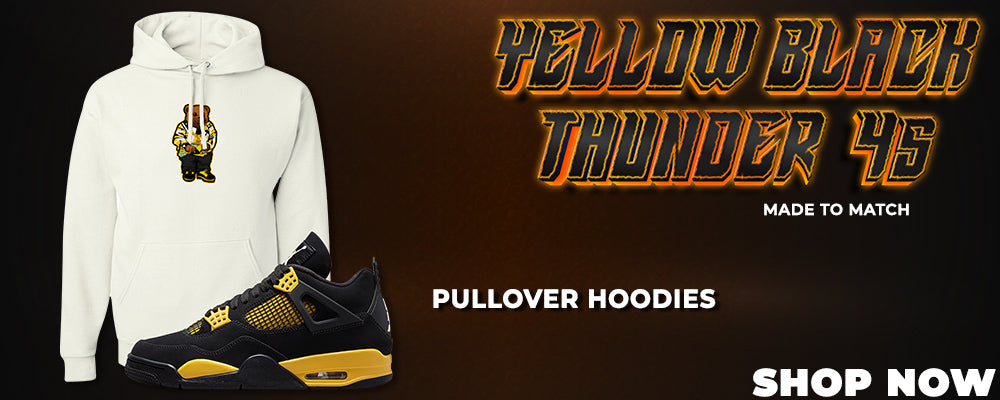 Yellow Black Thunder 4s Pullover Hoodies to match Sneakers | Hoodies to match Yellow Black Thunder 4s Shoes