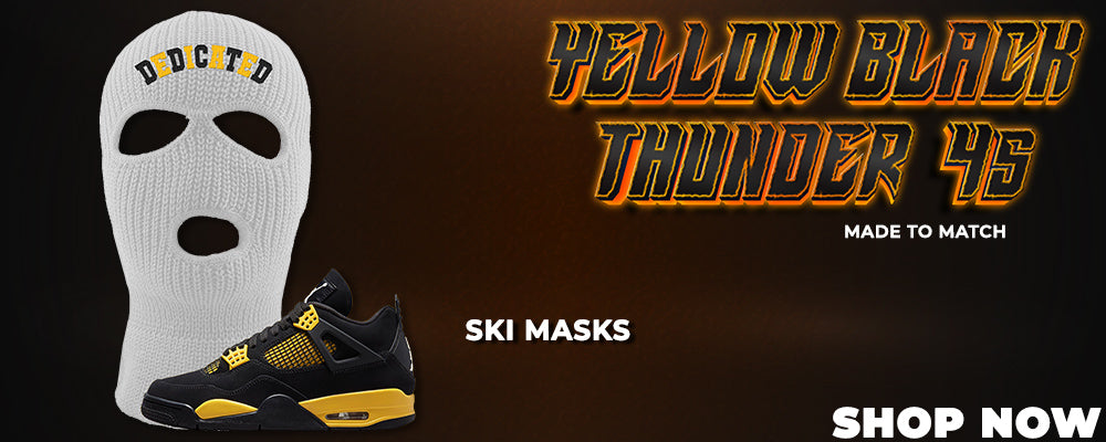 Yellow Black Thunder 4s Ski Masks to match Sneakers | Winter Masks to match Yellow Black Thunder 4s Shoes