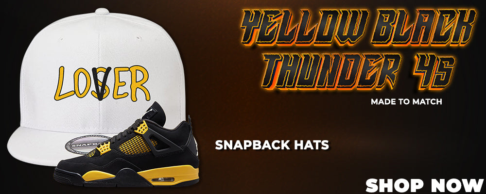 Yellow Black Thunder 4s Snapback Hats to match Sneakers | Hats to match Yellow Black Thunder 4s Shoes