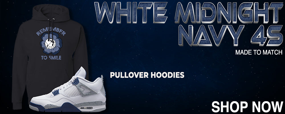 White Midnight Navy 4s Pullover Hoodies to match Sneakers | Hoodies to match White Midnight Navy 4s Shoes