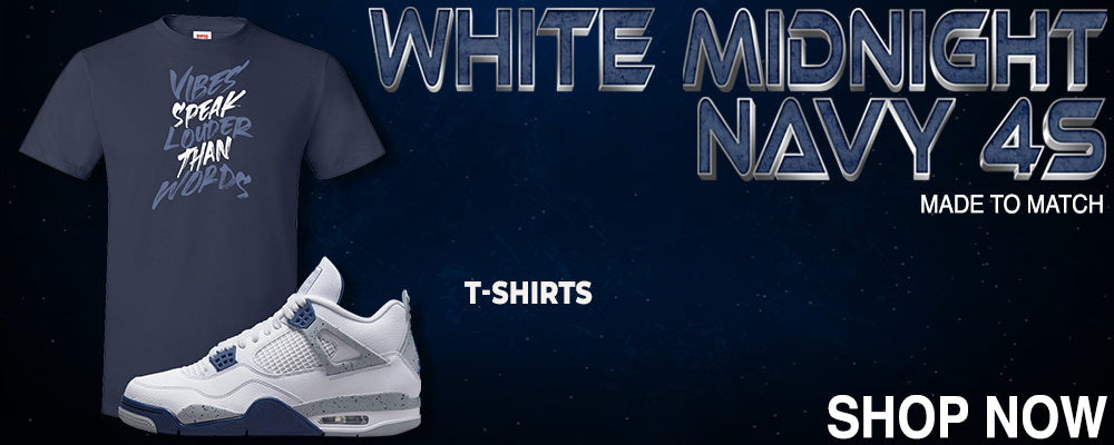 White Midnight Navy 4s T Shirts to match Sneakers | Tees to match White Midnight Navy 4s Shoes