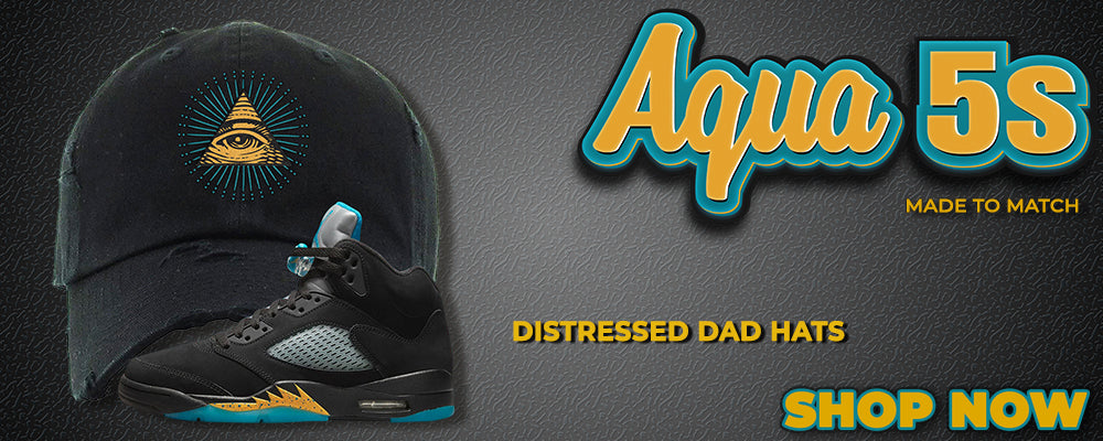 Aqua 5s Distressed Dad Hats to match Sneakers | Hats to match Aqua 5s Shoes