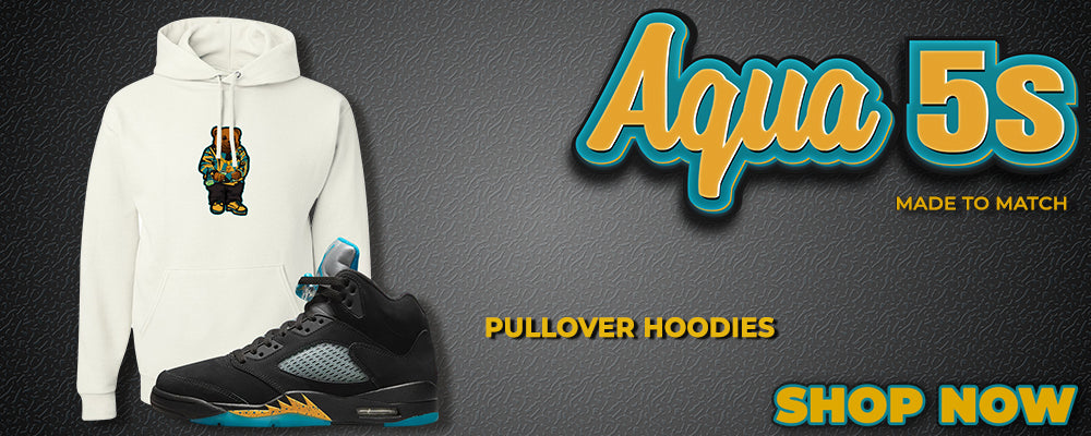 Aqua 5s Pullover Hoodies to match Sneakers | Hoodies to match Aqua 5s Shoes