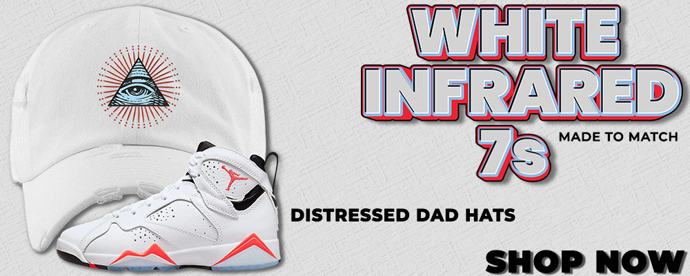 White Infrared 7s Distressed Dad Hats to match Sneakers | Hats to match White Infrared 7s Shoes