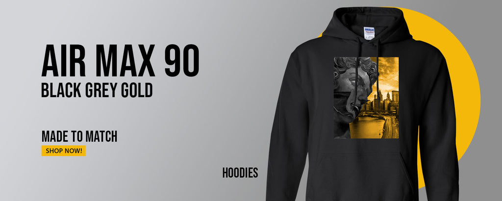 Black Grey Gold 90s Pullover Hoodies to match Sneakers | Hoodies to match Black Grey Gold 90s Shoes