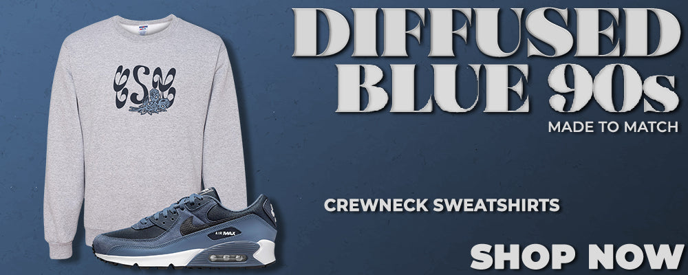 Diffused Blue 90s Crewneck Sweatshirts to match Sneakers | Crewnecks to match Diffused Blue 90s Shoes