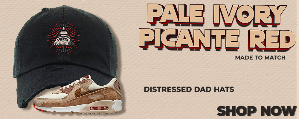 Pale Ivory Picante Red 90s Distressed Dad Hats to match Sneakers | Hats to match Pale Ivory Picante Red 90s Shoes