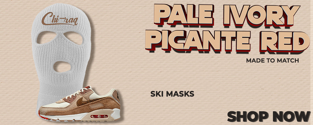 Pale Ivory Picante Red 90s Ski Masks to match Sneakers | Winter Masks to match Pale Ivory Picante Red 90s Shoes