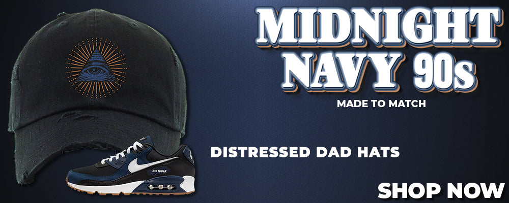 Midnight Navy 90s Distressed Dad Hats to match Sneakers | Hats to match Midnight Navy 90s Shoes