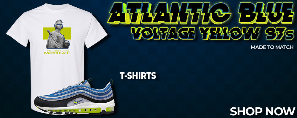 Atlantic Blue Voltage Yellow 97s T Shirts to match Sneakers | Tees to match Atlantic Blue Voltage Yellow 97s Shoes