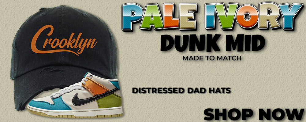 Pale Ivory Dunk Mid Distressed Dad Hats to match Sneakers | Hats to match Pale Ivory Dunk Mid Shoes