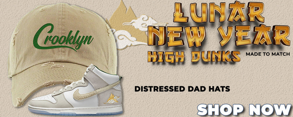 Lunar New Year High Dunks Distressed Dad Hats to match Sneakers | Hats to match Lunar New Year High Dunks Shoes