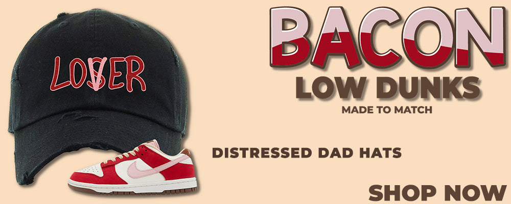 Bacon Low Dunks Distressed Dad Hats to match Sneakers | Hats to match Bacon Low Dunks Shoes