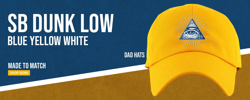 Blue Yellow White Low Dunks Dad Hats to match Sneakers | Hats to match Blue Yellow White Low Dunks Shoes