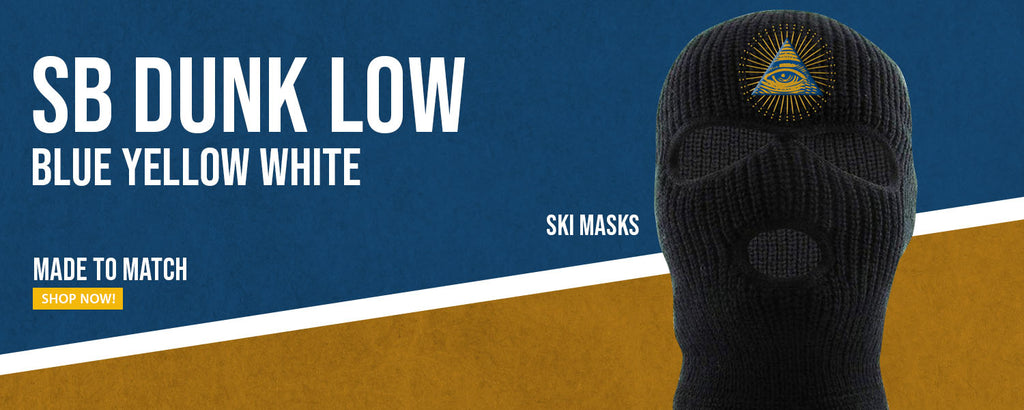 Blue Yellow White Low Dunks Ski Masks to match Sneakers | Winter Masks to match Blue Yellow White Low Dunks Shoes
