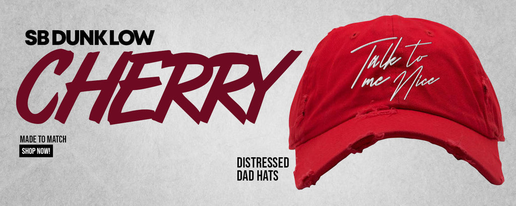 Cherry Low Dunks Distressed Dad Hats to match Sneakers | Hats to match Cherry Low Dunks Shoes