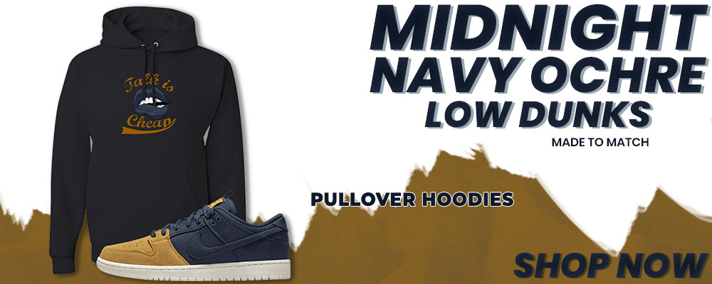 Midnight Navy Ochre Low Dunks Pullover Hoodies to match Sneakers | Hoodies to match Midnight Navy Ochre Low Dunks Shoes